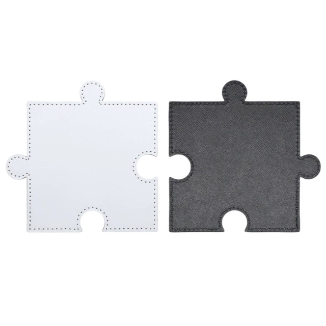 Sublimation Blank PU Leather Puzzle Coaster Set Factory Direct Custom Printable Heat Insulation Mat Bulk Supply