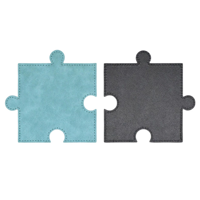Sublimation Blank PU Leather Puzzle Coaster Set Factory Direct Custom Printable Heat Insulation Mat Bulk Supply