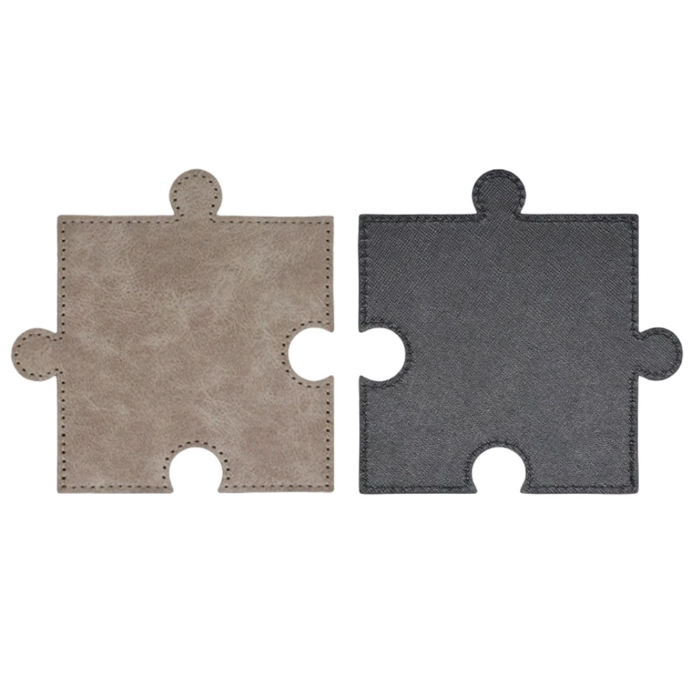 Sublimation Blank PU Leather Puzzle Coaster Set Factory Direct Custom Printable Heat Insulation Mat Bulk Supply