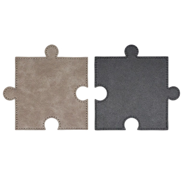 Sublimation Blank PU Leather Puzzle Coaster Set Factory Direct Custom Printable Heat Insulation Mat Bulk Supply