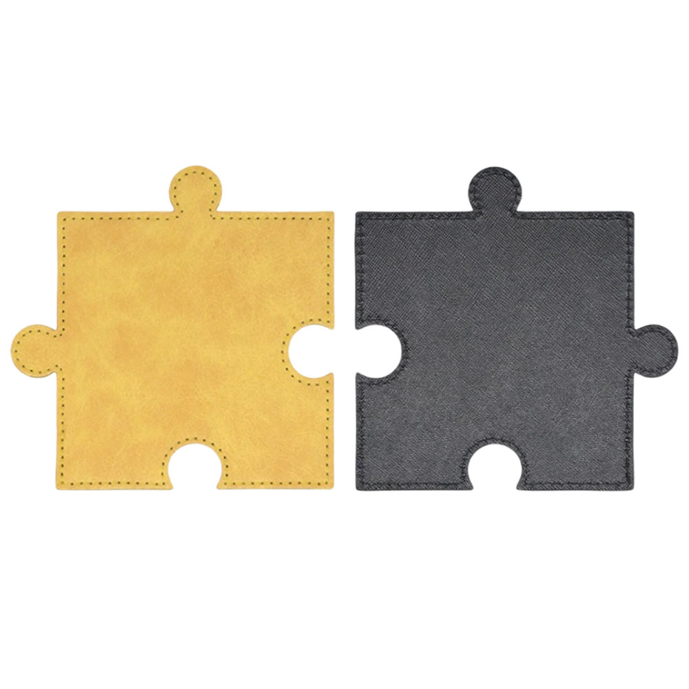 Sublimation Blank PU Leather Puzzle Coaster Set Factory Direct Custom Printable Heat Insulation Mat Bulk Supply
