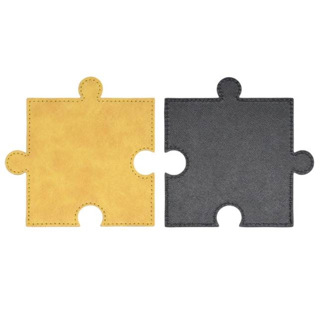 Sublimation Blank PU Leather Puzzle Coaster Set Factory Direct Custom Printable Heat Insulation Mat Bulk Supply