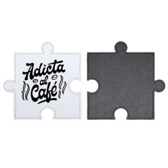 Sublimation Blank PU Leather Puzzle Coaster Set Factory Direct Custom Printable Heat Insulation Mat Bulk Supply