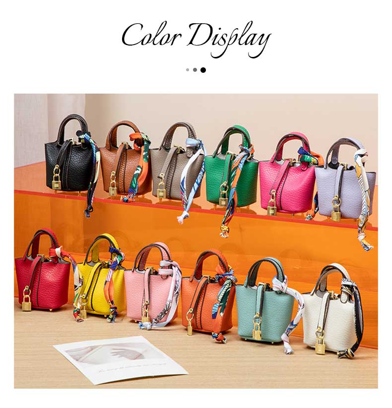 Colorful Leather Mini Basket Bag Keychain Bulk Supply Cute Handbag Pendant for Bags & Keys