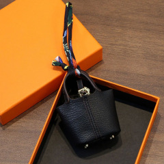 Colorful Leather Mini Basket Bag Keychain Bulk Supply Cute Handbag Pendant for Bags & Keys