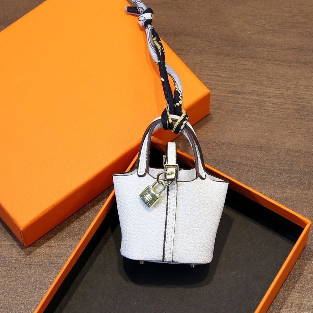 Colorful Leather Mini Basket Bag Keychain Bulk Supply Cute Handbag Pendant for Bags & Keys