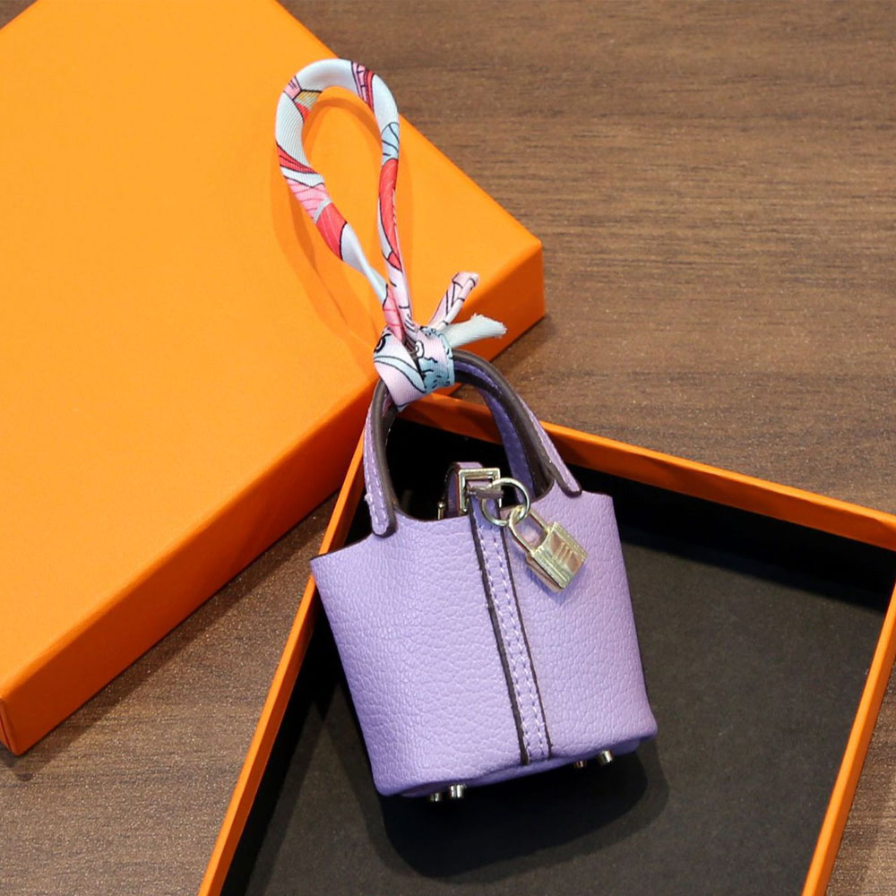 Colorful Leather Mini Basket Bag Keychain Bulk Supply Cute Handbag Pendant for Bags & Keys