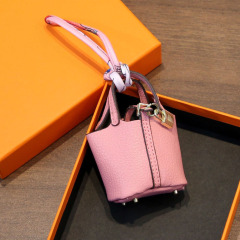 Colorful Leather Mini Basket Bag Keychain Bulk Supply Cute Handbag Pendant for Bags & Keys