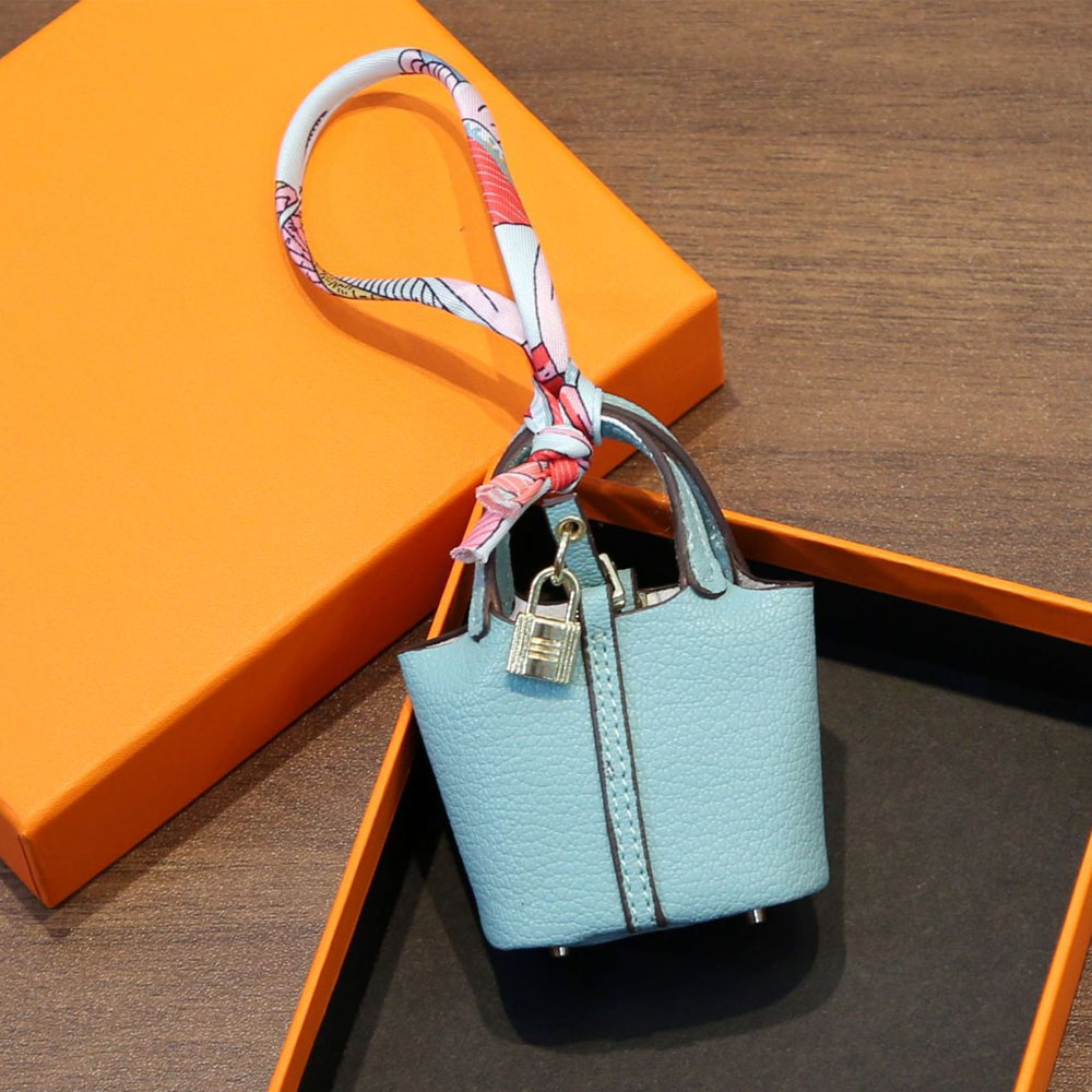 Colorful Leather Mini Basket Bag Keychain Bulk Supply Cute Handbag Pendant for Bags & Keys