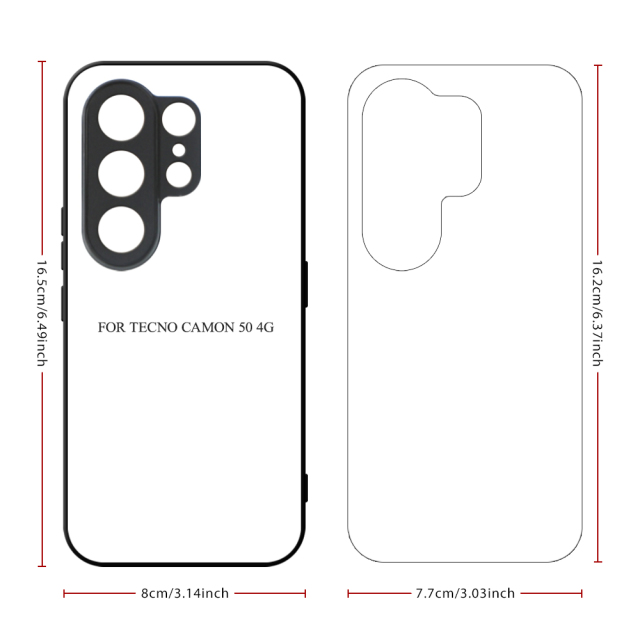 Sublimation 2D TPU Phone Case With Aluminum Insert For Tecno Camon 50, Camon 50 Pro, Camon 40 Premier, 40 Pro,Tecno Camon 30 Series