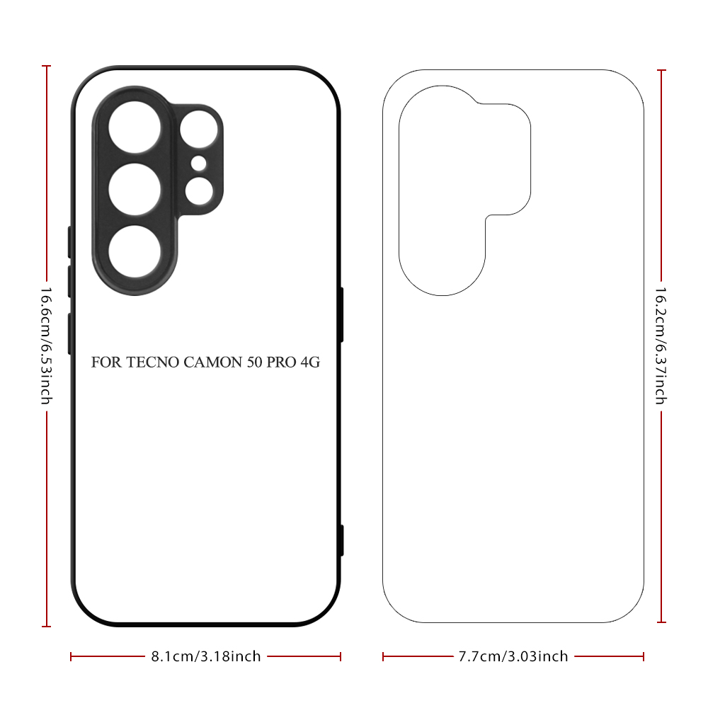 Sublimation 2D TPU Phone Case With Aluminum Insert For Tecno Camon 50, Camon 50 Pro, Camon 40 Premier, 40 Pro,Tecno Camon 30 Series