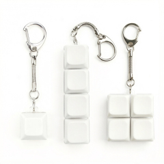 Sublimation Blank Stress Relief Push Button Keychain LED Light Up Keyring 3 Designs Regular & Glowing Version for Personalized Gift DIY Craft