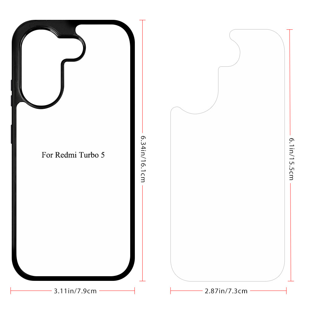 Sublimation 2D TPU Phone Case for Redmi Turbo 5 DIY Phone Cover With Aluminum Sheet