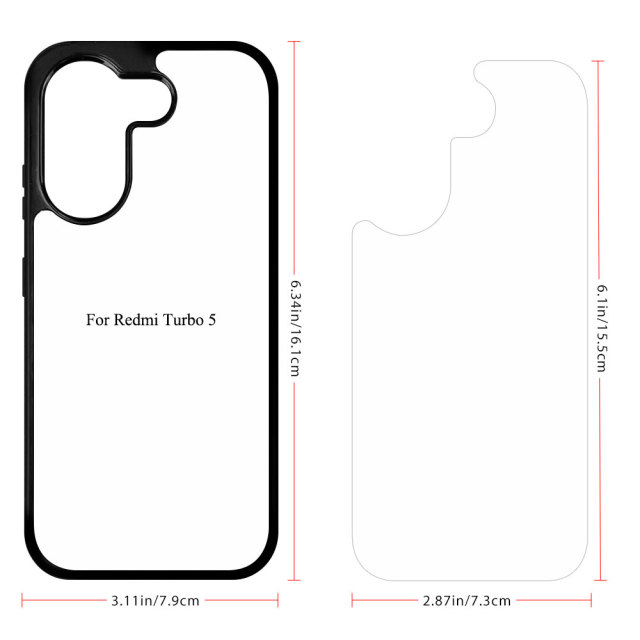 Sublimation 2D TPU Phone Case for Redmi Turbo 5 DIY Phone Cover With Aluminum Sheet