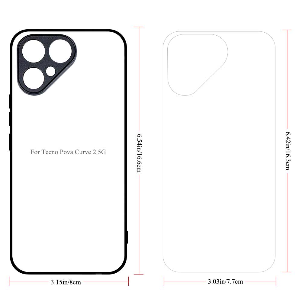 Smooth Sides!!! For Tecno Pova Curve 2, Pova Curve 2D TPU Phone Case With Aluminum Insert For Sublimation Printing