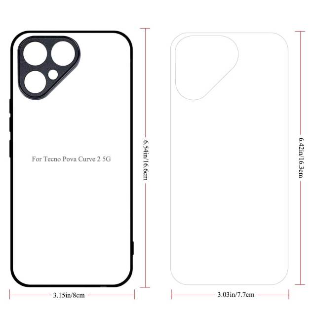 Smooth Sides!!! For Tecno Pova Curve 2, Pova Curve 2D TPU Phone Case With Aluminum Insert For Sublimation Printing