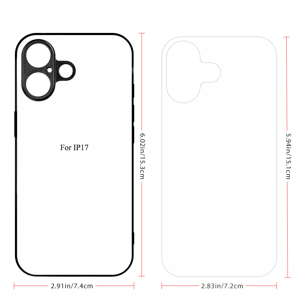 New 2D Sublimation TPU Phone Case with Inside Black Flocking for iPhone 17,16,15,13 Series DIY Shell with Aluminum Sheet