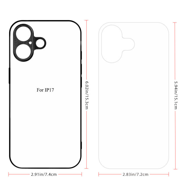 New 2D Sublimation TPU Phone Case with Inside Black Flocking for iPhone 17,16,15,13 Series DIY Shell with Aluminum Sheet