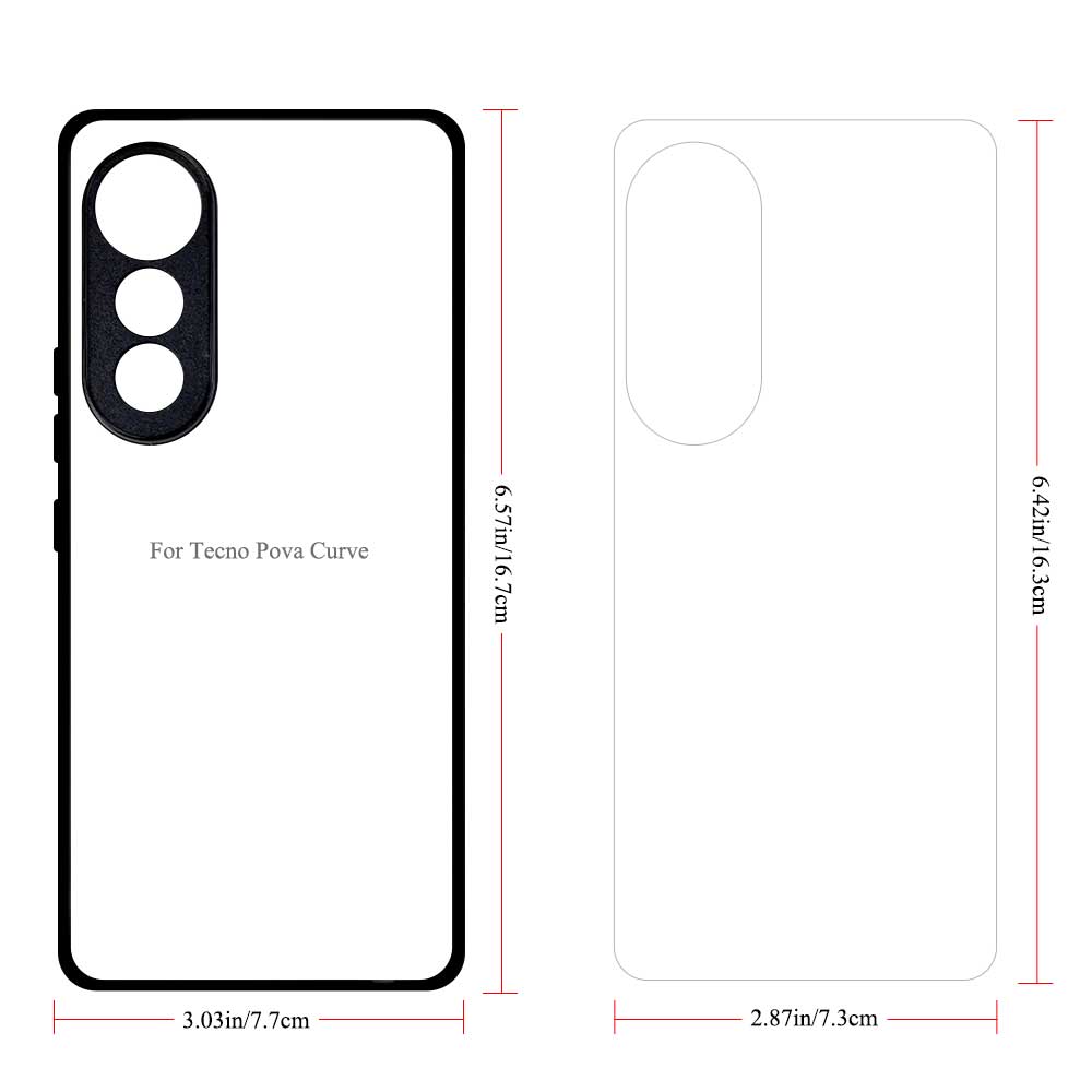 Smooth Sides!!! For Tecno Pova Curve 2, Pova Curve 2D TPU Phone Case With Aluminum Insert For Sublimation Printing