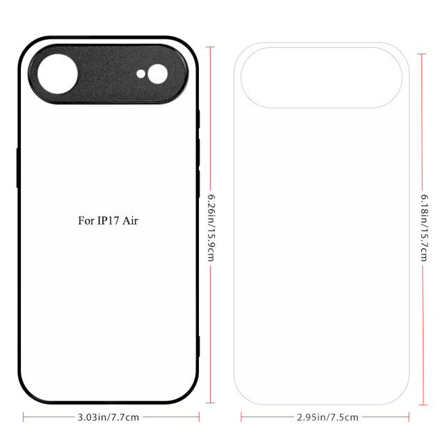 New 2D Sublimation TPU Phone Case with Inside Black Flocking for iPhone 17,16,15,13 Series DIY Shell with Aluminum Sheet