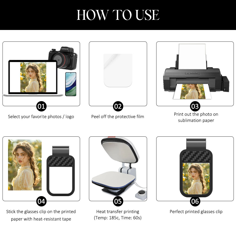 Sublimation Blank Car Sun Visor Glasses Clip Factory Direct ABS Plastic Eyeglass Holder Bulk Supply