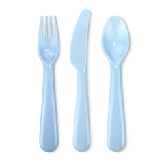 Sublimation Blank Colorful Kids Tableware Set Polymer Fork Knife Spoon with Custom Heat Press Mold Wholesale Bulk