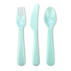Sublimation Blank Colorful Kids Tableware Set Polymer Fork Knife Spoon with Custom Heat Press Mold Wholesale Bulk