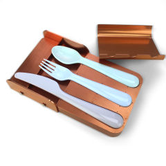 Sublimation Blank Colorful Kids Tableware Set Polymer Fork Knife Spoon with Custom Heat Press Mold Wholesale Bulk