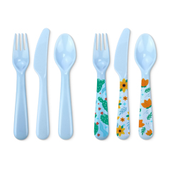 Sublimation Blank Colorful Kids Tableware Set Polymer Fork Knife Spoon with Custom Heat Press Mold Wholesale Bulk