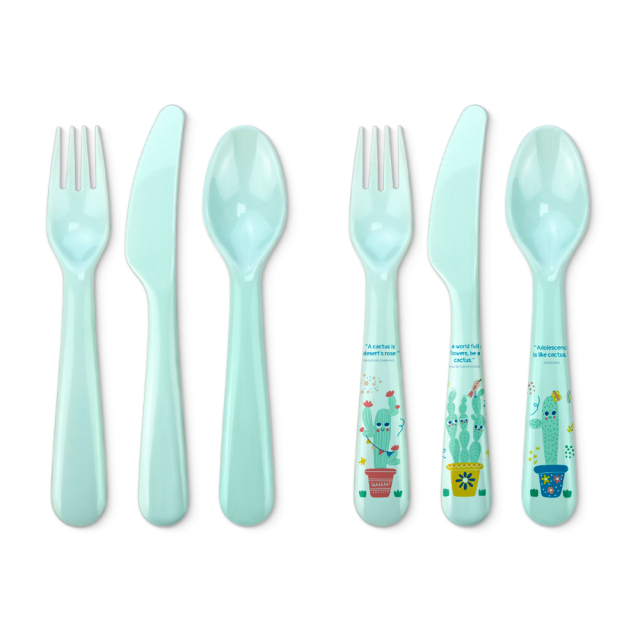 Sublimation Blank Colorful Kids Tableware Set Polymer Fork Knife Spoon with Custom Heat Press Mold Wholesale Bulk