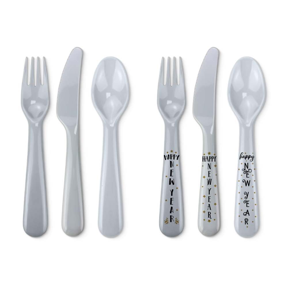 Sublimation Blank Colorful Kids Tableware Set Polymer Fork Knife Spoon with Custom Heat Press Mold Wholesale Bulk