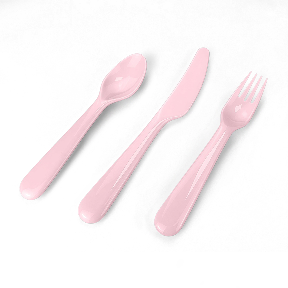 Sublimation Blank Colorful Kids Tableware Set Polymer Fork Knife Spoon with Custom Heat Press Mold Wholesale Bulk