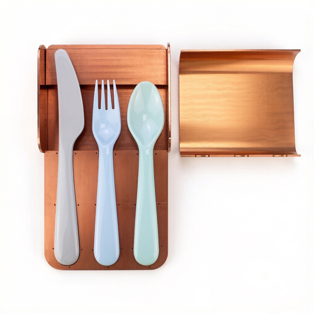 Sublimation Blank Colorful Kids Tableware Set Polymer Fork Knife Spoon with Custom Heat Press Mold Wholesale Bulk
