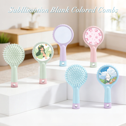 Sublimation Blank Air Cushion Hair Brush Factory Direct Colorful Plastic Comb with Sublimation PET Panel Bulk Supply