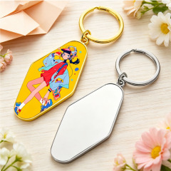 6 Styles Sublimation Blank Metal Keychain Bulk Supply Zinc Alloy Keyring with Aluminum Insert