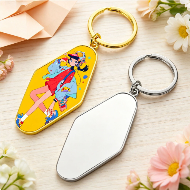 6 Styles Sublimation Blank Metal Keychain Bulk Supply Zinc Alloy Keyring with Aluminum Insert