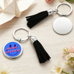 6 Styles Sublimation Blank Metal Keychain Bulk Supply Zinc Alloy Keyring with Aluminum Insert