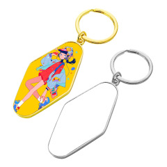 6 Styles Sublimation Blank Metal Keychain Bulk Supply Zinc Alloy Keyring with Aluminum Insert