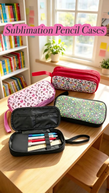 Double-Layer Sublimation Pencil Pouch Bulk Supply 4 Colors Custom Printable Stationery Bag for School