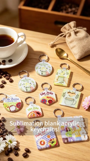 Sublimation Transparent Acrylic Single Sided Print Keyring DIY Keychain