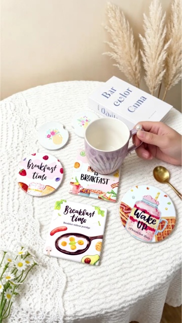 New Arrival Sublimation Coasters DIY Square/Round Ceramic Cup Pad with Cork