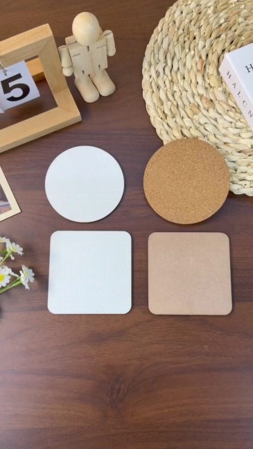 Sublimation MDF Coasters DIY Square/Round MDF Cup Pad with Cork & without Cork