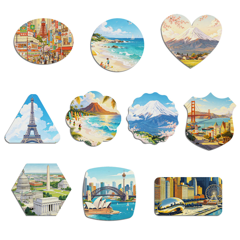 Sublimation Blank Aluminum Fridge Magnet Factory Direct 10 Shapes Magnetic Souvenir Bulk Supply