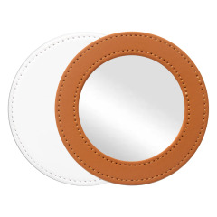 Sublimation Blank PU Leather Pocket Mirror Factory Direct Portable Round Mirror with Printable Back Bulk Supply