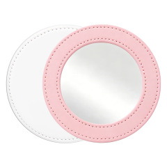 Sublimation Blank PU Leather Pocket Mirror Factory Direct Portable Round Mirror with Printable Back Bulk Supply
