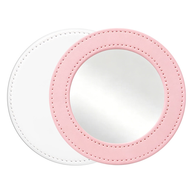 Sublimation Blank PU Leather Pocket Mirror Factory Direct Portable Round Mirror with Printable Back Bulk Supply
