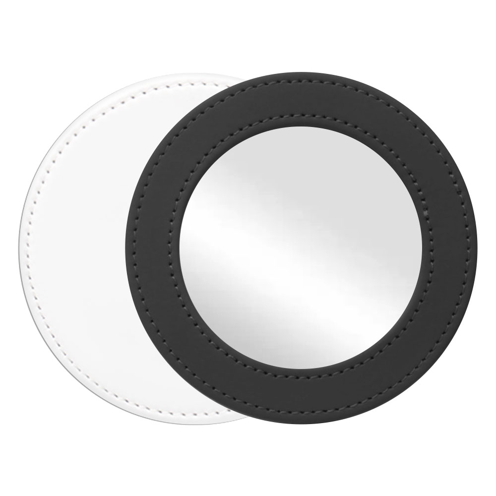 Sublimation Blank PU Leather Pocket Mirror Factory Direct Portable Round Mirror with Printable Back Bulk Supply