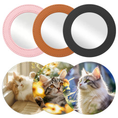 Sublimation Blank PU Leather Pocket Mirror Factory Direct Portable Round Mirror with Printable Back Bulk Supply