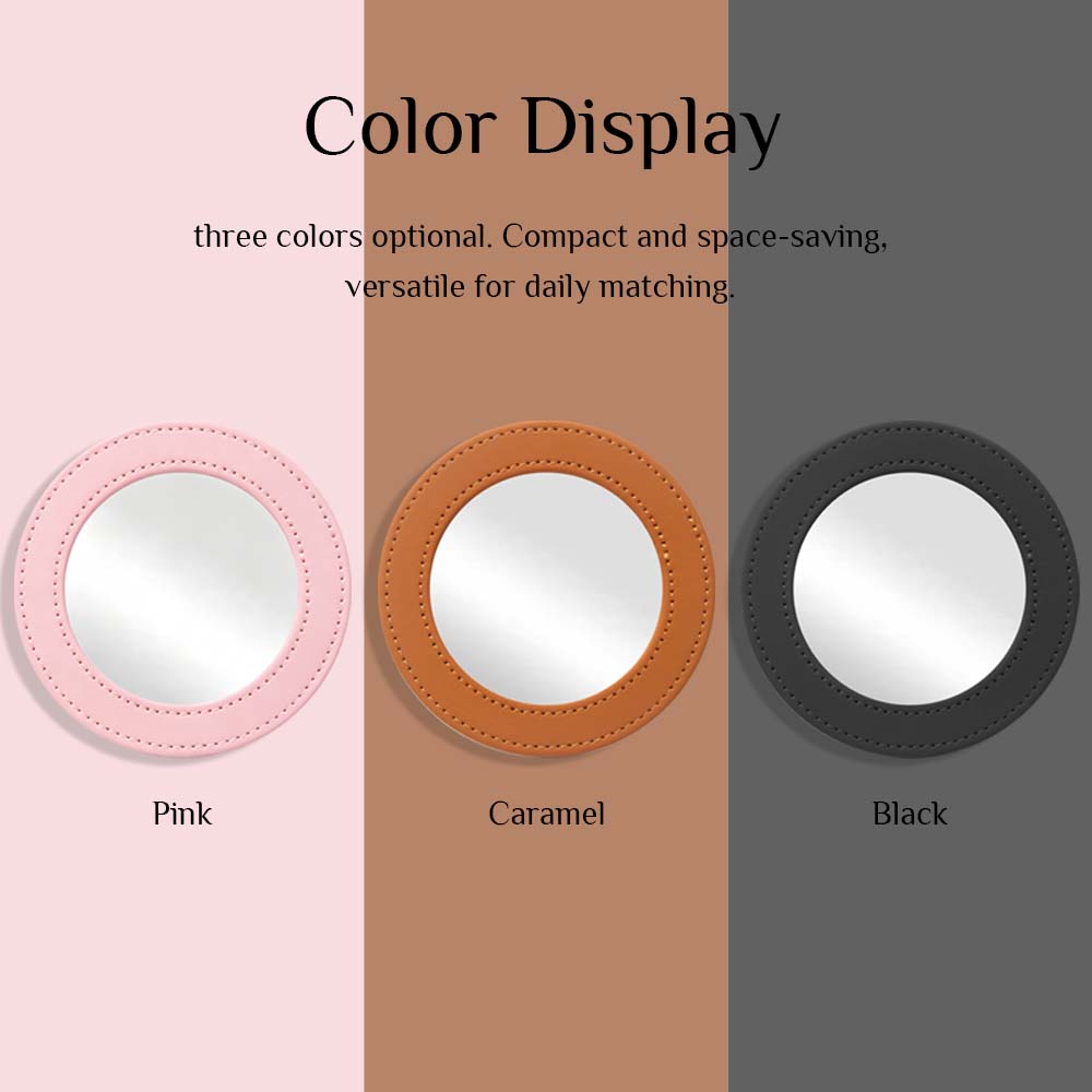 Sublimation Blank PU Leather Pocket Mirror Factory Direct Portable Round Mirror with Printable Back Bulk Supply