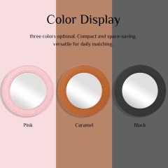 Sublimation Blank PU Leather Pocket Mirror Factory Direct Portable Round Mirror with Printable Back Bulk Supply